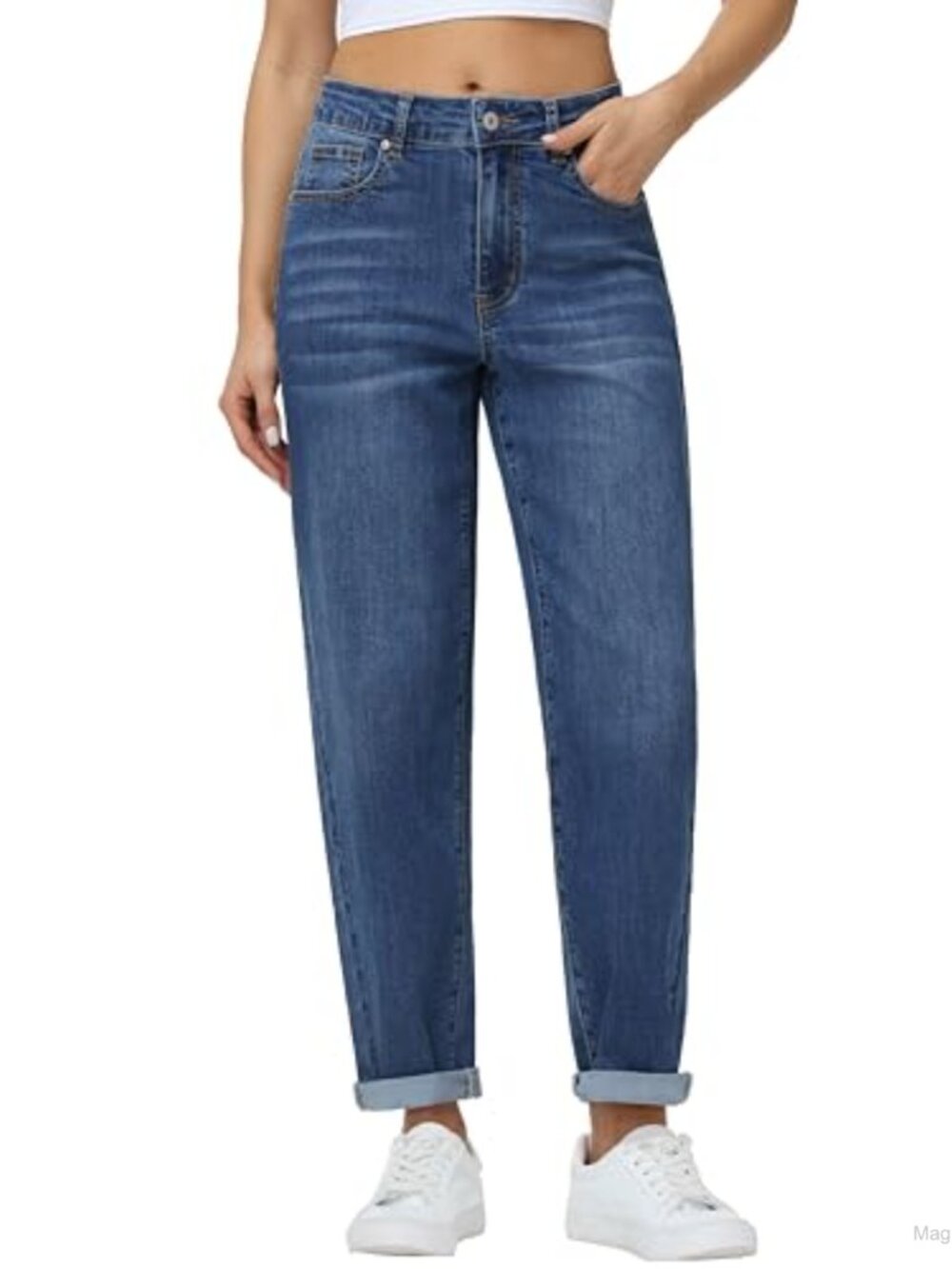 Stretchy Boyfriend Jeans High Waisted Baggy Denim Pants